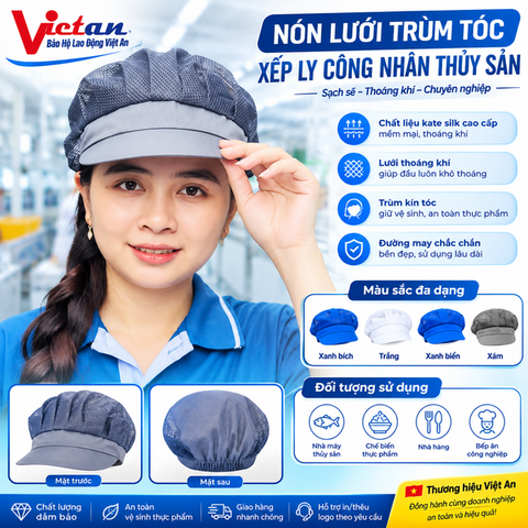 Nón Lưỡi Trai Xếp Ly Lưới Trùm Tóc NLXL-04