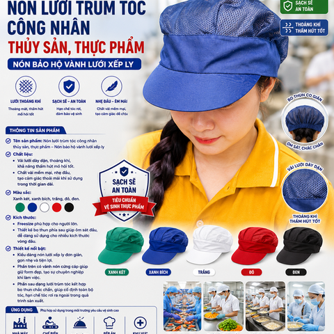 Nón Lưới Nửa Đầu Xanh Đen NLNĐ-11