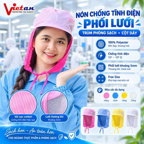 Nón Cột Dây Phòng Sạch Màu Hồng CDPS-02