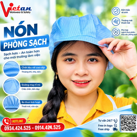 Nón Phòng Sạch Chống Tĩnh Điện Màu Xanh VAPS-07