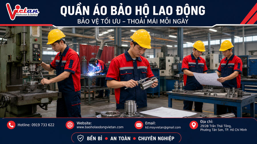 Quần Áo Bảo Hộ Cơ Khí – Bền Đẹp, Thoải Mái, May Theo Yêu Cầu