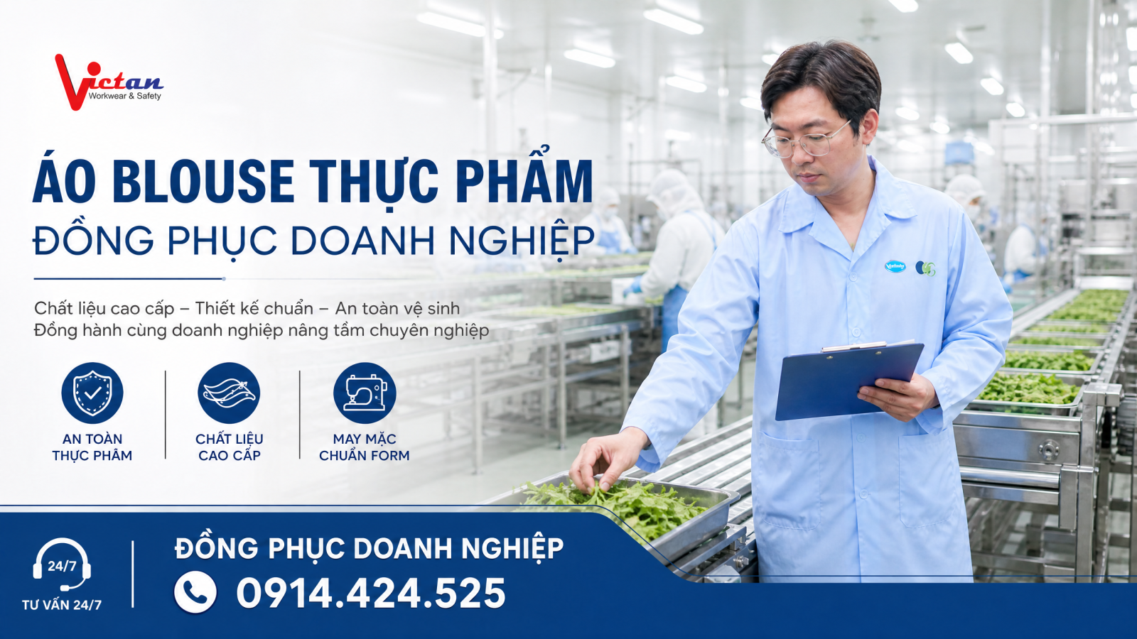 Áo blouse chính là giải pháp ưu tiên bảo hộ hàng đầu  cho các xưởng,nhà máy thực phẩm