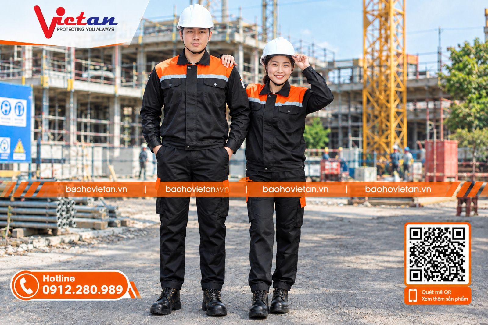Đồng phục kỹ thuật công trường cho công nhân lao động, phù hợp với môi trường công xưởng, xưởng sản xuất hay các công trình