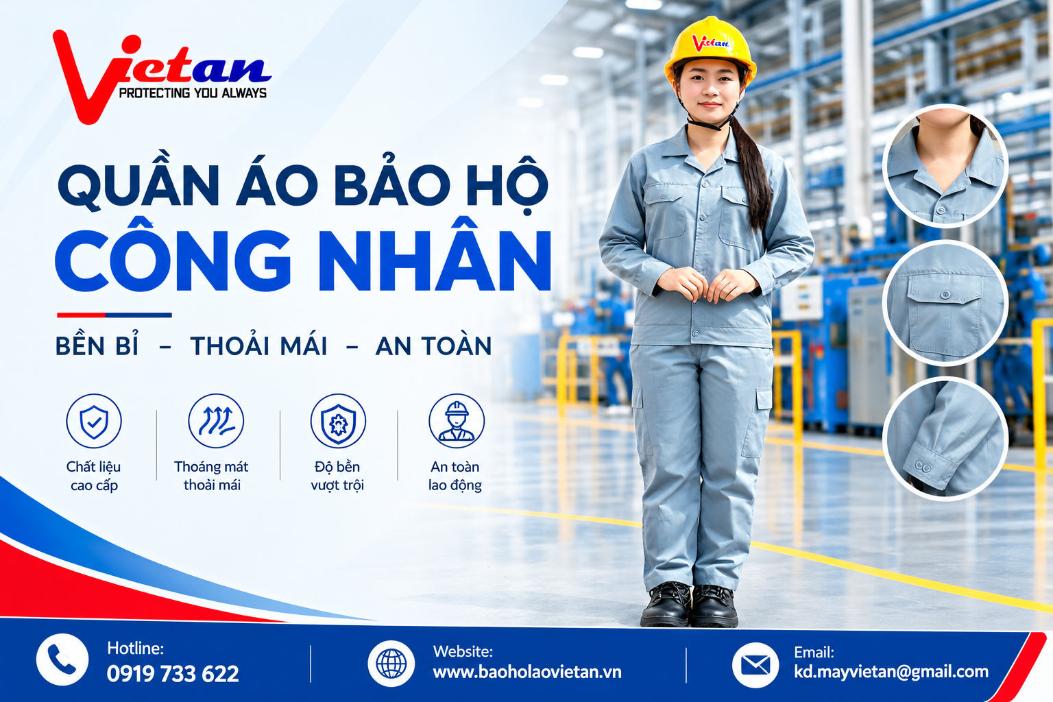 Quần áo bảo hộ lao động phù hợp cho công nhân nhà máy hay các xưởng  và  nhà máy sản xuất