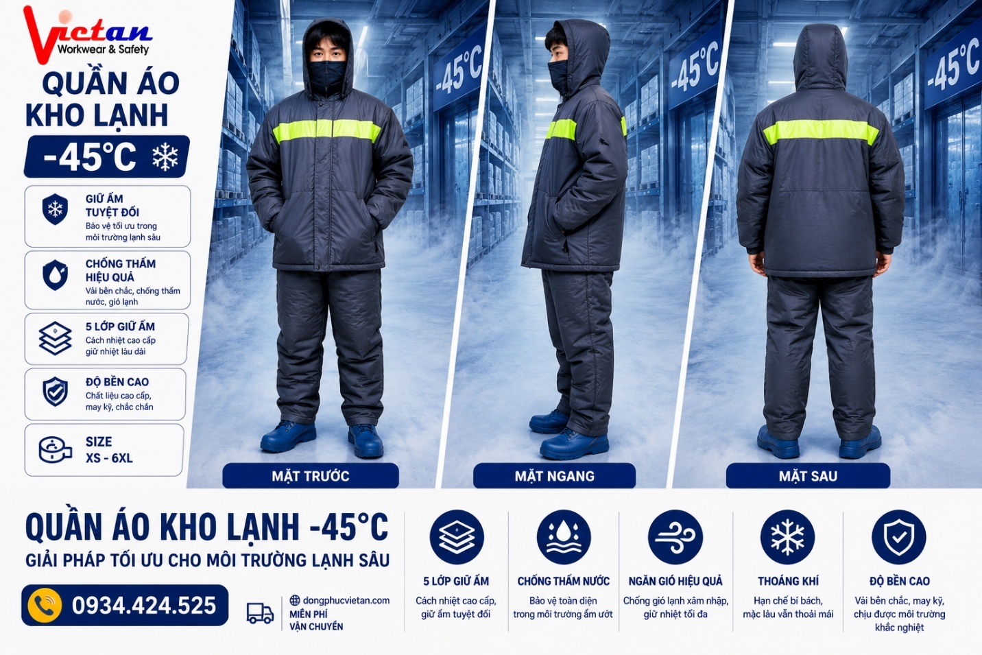 Quần áo kho lạnh -40 độ