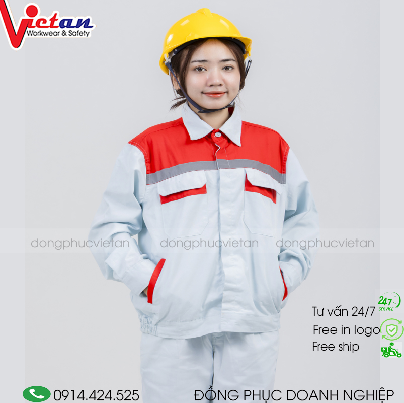 Quần áo bảo hộ lao động thiết kế tiện dụng, phù hợp cho công nhân và nhiều môi trường làm việc.