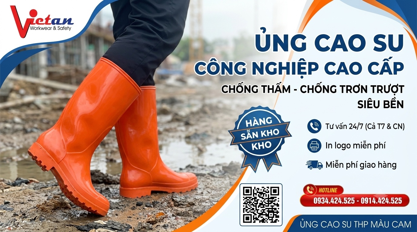 Ungr cao su với thiết kế chắc chắn bảo vệ đôi chân người lao động