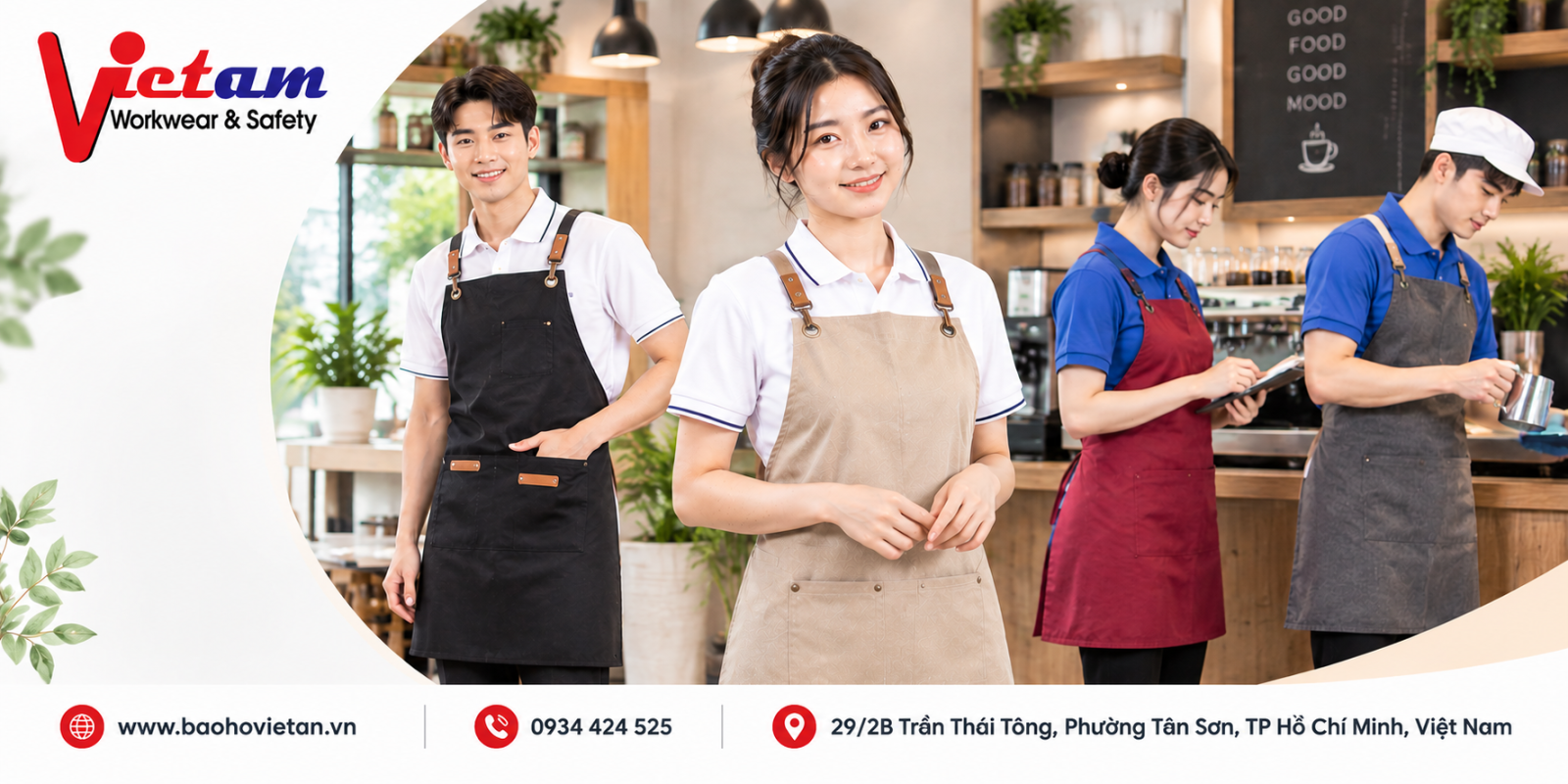 Tạp dề đồng phục với thiết kế gọn nhẹ và đơn giản phù hợp với nhiều môi trường làm việc khác nhau
