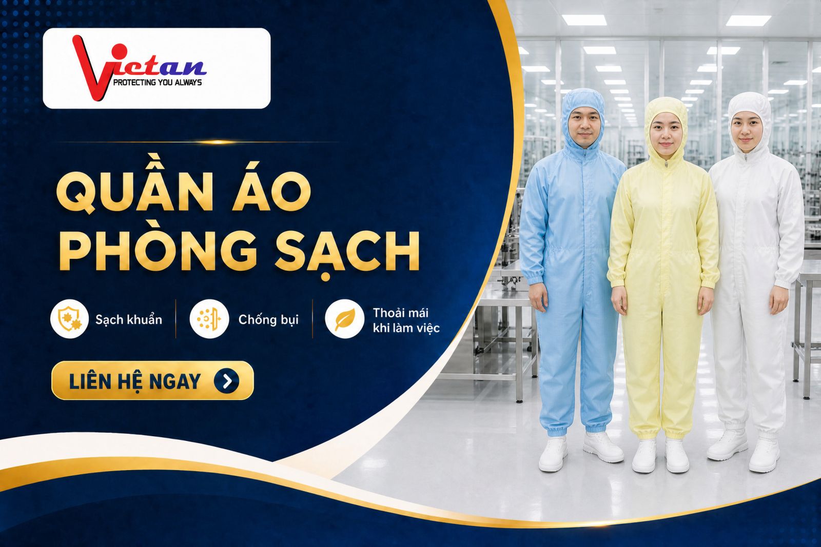 Quần áo phòng sạch liền quần Việt An