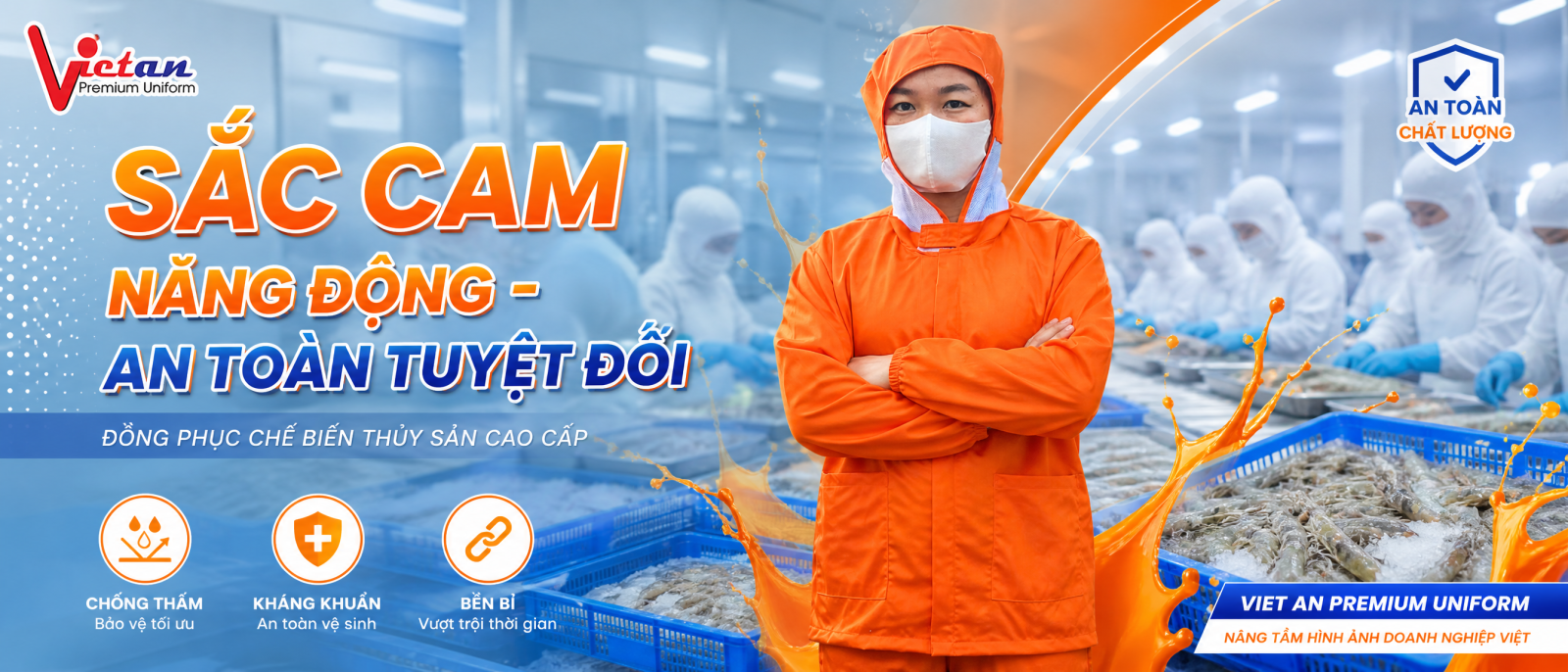 Mẫu quần áo thủy sản chuyên dụng dành cho công nhân làm việc tại nhà máy chế biến thủy hải sản