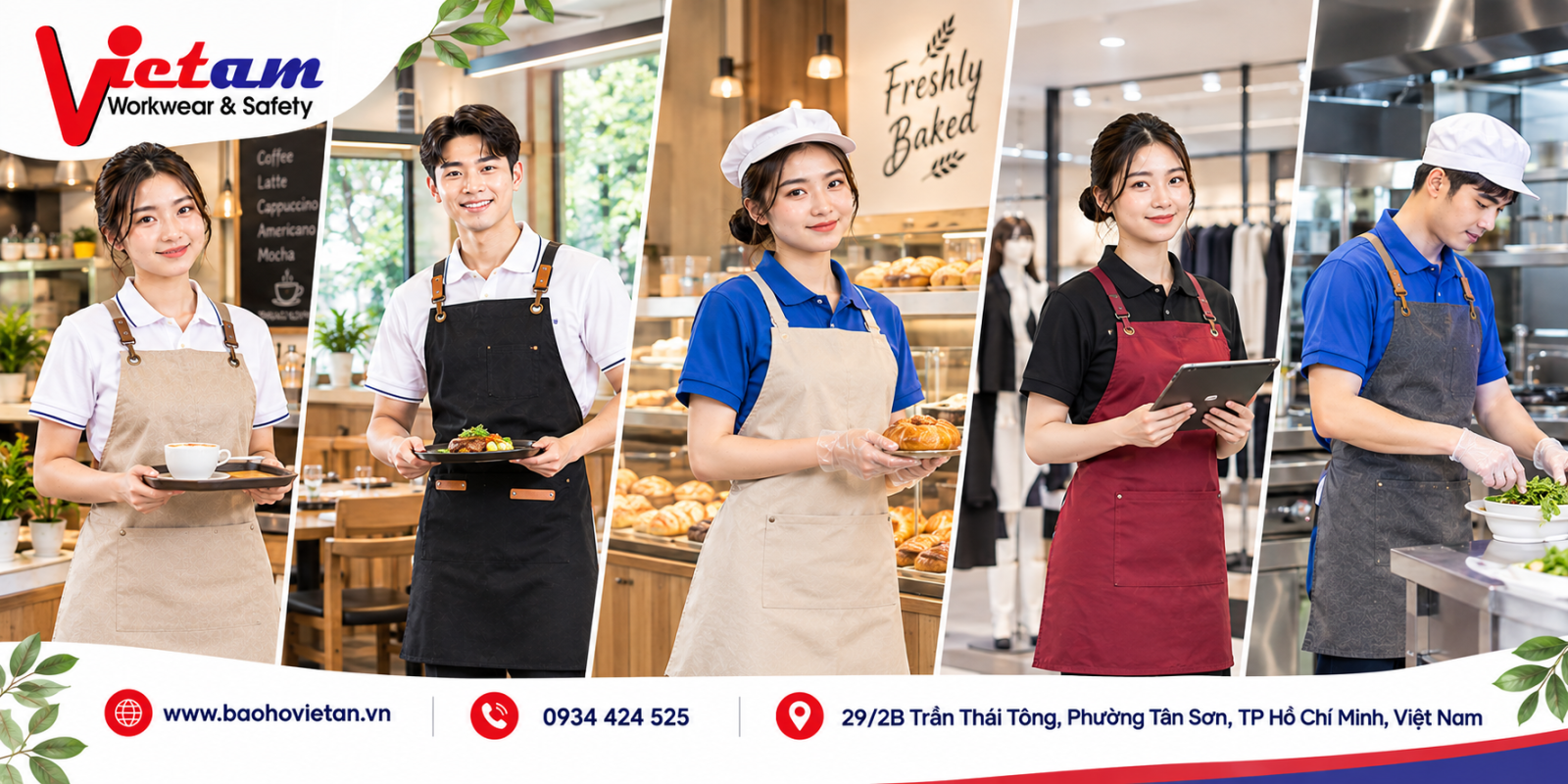 Tạp dề nhà hàng với thiết kế hiện đại và đơn giản, phù hợp với nhiều môi trường làm việc khác nhau.