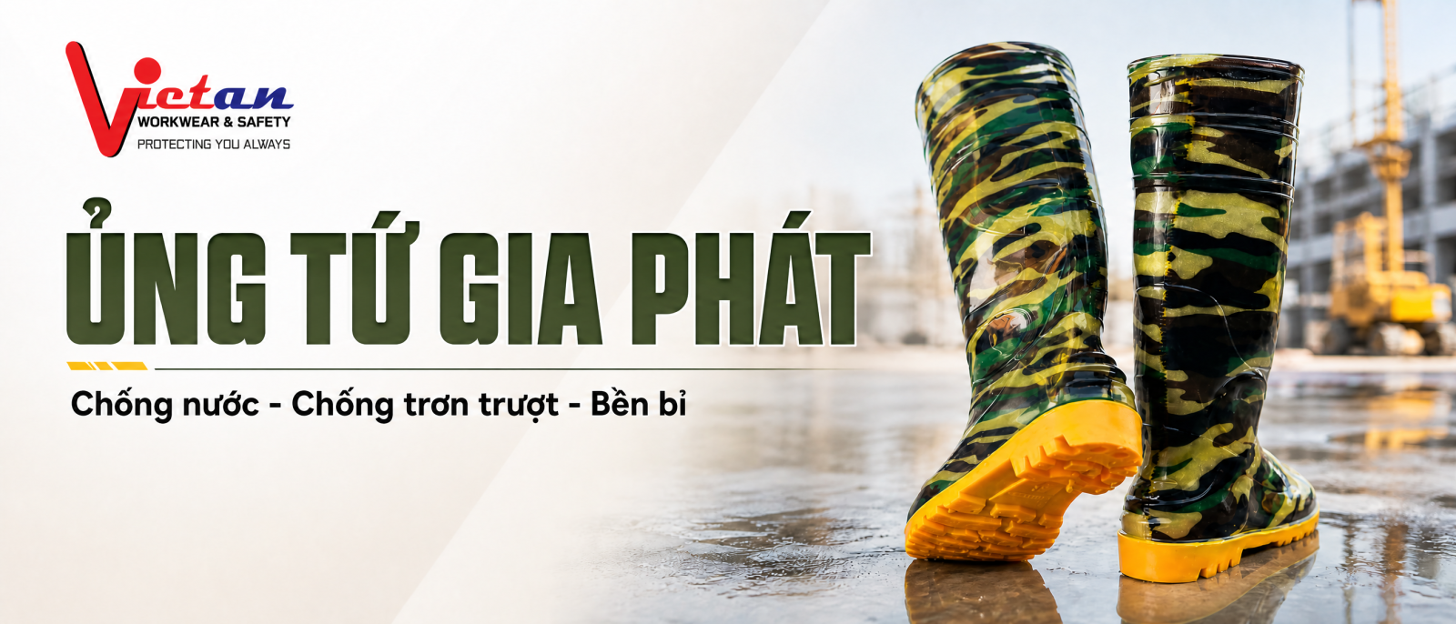 Mẫu ủng Tứ Gia Phát phù hợp sử dụng trong nhiều môi trường lao động và sản xuất